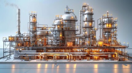 Industrial Refinery Complex: A Detailed 3D Model