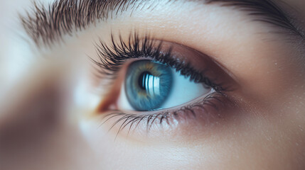 Obraz premium close up of eye with blue make up