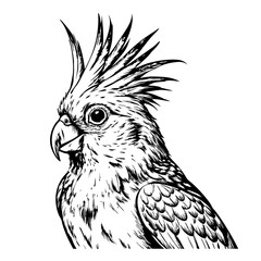 cockatiel with crest raised, side view, on a white background © dasha122007