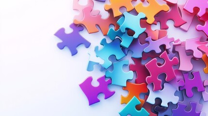 Naklejka premium Abstract 3D Puzzle Pieces Floating in Colorful Space