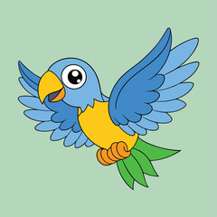 Cute parrot flying vector illustration