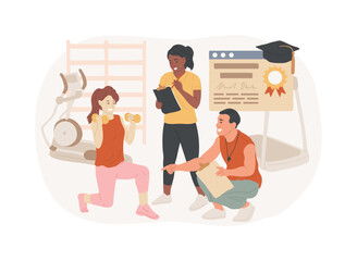 Certified personal trainer isolated cartoon vector illustrations.