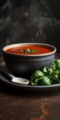 Delicious Tomato cream soup in bowl