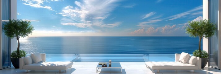 Fototapeta premium Vacation house with seascape scenic view