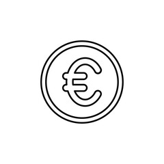Euro coin icon, vector illustration, line art, simple, minimalist, currency symbol, finance, banking, money, payment, business, economy