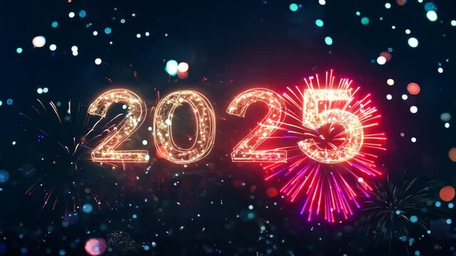 Happy new year 2025 fireworks
