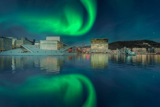 Oslo Norwegen Oper Munch Museum Nordlicht