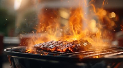 Fototapeta premium Grilled Meat on Fire