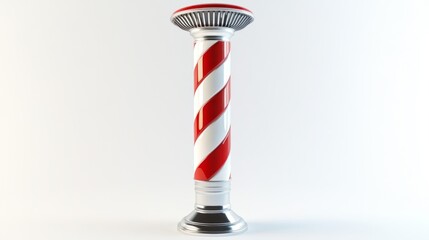 3D Red & White Barber Pole - Isolated on White Background -  Download