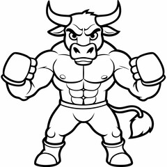 Fototapeta premium bull boxing cartoon vector illustration