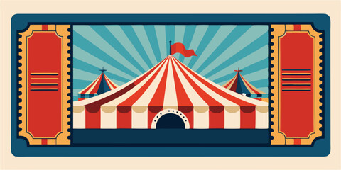 Ticket with circus for the performance with empty frame for text, vector illustration © Veronica