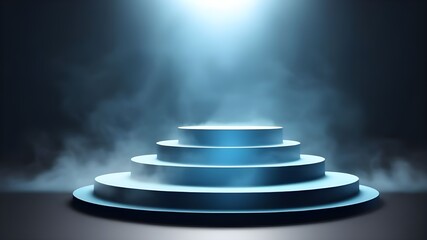 Obraz premium Sky Blue podium smoke spotlight stage 