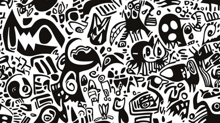 Black and white pattern featuring abstract