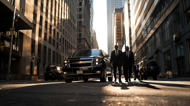 Secret service agents protecting important person