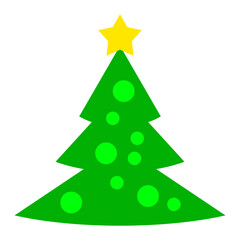 Christmas tree symbol. Modern flat design in cartoon style. Vector illustration isolated on white background.
