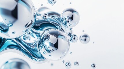 3D Silver & Blue Abstract Tech Elements Floating | Digital Art Background