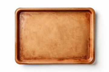 Blank pizza pan viewed from above on white background Template for design