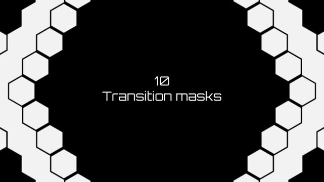10 transition masks made from hexagon. Simple transition design. 六角形のトランジションマスク10種。 シンプルなトランジションデザイン。