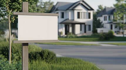 Fototapeta premium Blank Sign Post in a Beautiful Garden Setting Perfect for Your Custom Marketing Needs
