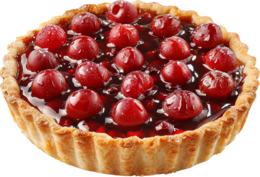 Delicious cherry tart with juicy cherries and a golden crust, perfect for dessert or a sweet treat. Elegant presentation for any occasion.