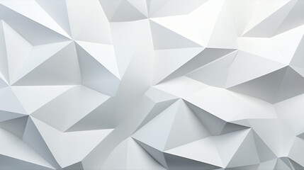 An abstract geometric background featuring a textured surface of folded white triangles, creating a clean and modern aesthetic suitable for various applications.