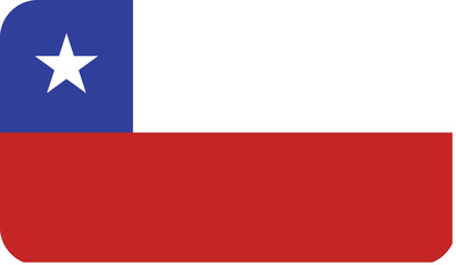 Flag of the Republic of Chile with rounded edges. National symbol. Vector image, flag icon.