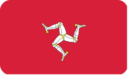 Flag of the Isle of Man with rounded edges. National symbol. Vector image, flag icon.