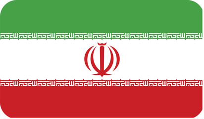 Flag of the Islamic Republic of Iran with rounded edges. National symbol of Iran. Vector image, flag icon.