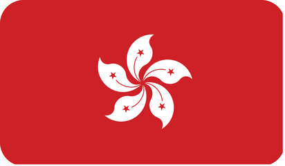 Flag of Hong Kong with rounded edges.  Vector image, flag icon.