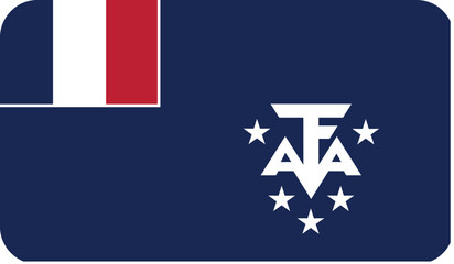 Flag of French Southern and Antarctic Lands with rounded edges. National symbol. Vector image, flag icon.