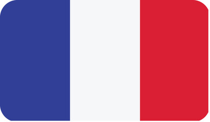 Flag of France with rounded edges. National symbol. Vector image, flag icon.