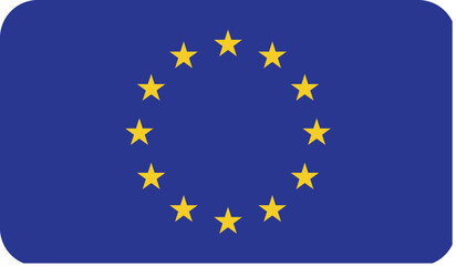 European flag with rounded edges. The official flag of the European Union. Vector image, flag icon.