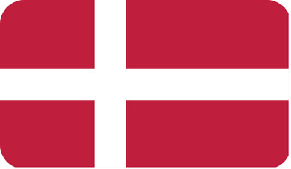 Flag of Denmark with rounded edges. National symbol of Denmark. Vector image, flag icon.