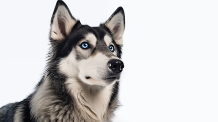Obraz premium Siberian husky dog isolated on white background. AI Generative.