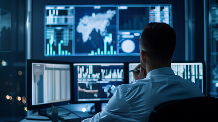 Businessman analyzing KPI chart