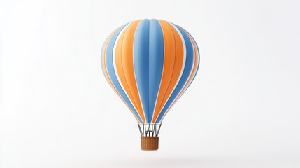 Fototapeta premium 3D Watercolor Blue & Orange Hot Air Balloon Floating - Stock Image