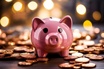 Piggy bank investment for the future. Money saving concept.