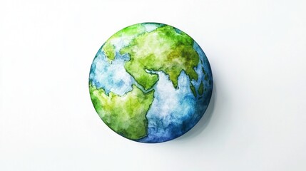 Fototapeta premium 3D Watercolor Earth: Green & Blue Planet Illustration - Download