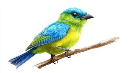 Obraz premium 3D Watercolor Tropical Bird: Green and Blue, Bold Design