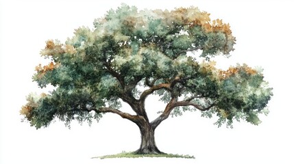 Fototapeta premium Realistic 3D Watercolor Green & Brown Tree - Digital Art Illustration