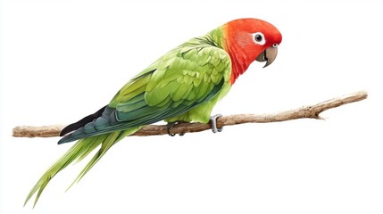 Vibrant 3D Watercolor Parrot: Green & Red Tropical Bird Artwork