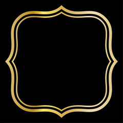 二重線のクラシカルな形,高級感のある金のグラデーションフレーム,ラベルイラスト