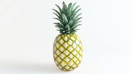 3D Watercolor Green & Yellow Pineapple Illustration - Bold "O" Design