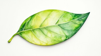 Obraz premium 3D Watercolor Green Leaf with Bold Outlines - Isolated Image | Download