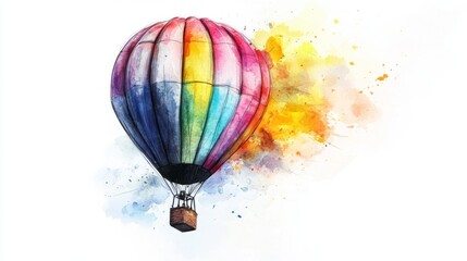 Fototapeta premium 3D Watercolor Multicolored Hot Air Balloon Illustration - Download