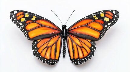 Naklejka premium 3D Watercolor Orange & Black Monarch Butterfly - Digital Art Print