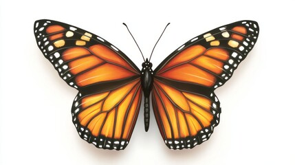 Fototapeta premium Realistic 3D Watercolor Monarch Butterfly - Orange & Black Artwork