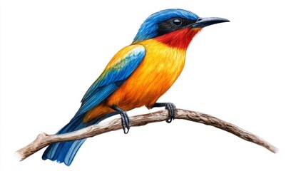 Obraz premium Stunning 3D Watercolor Tropical Bird Illustration - Orange & Blue | Realistic Art