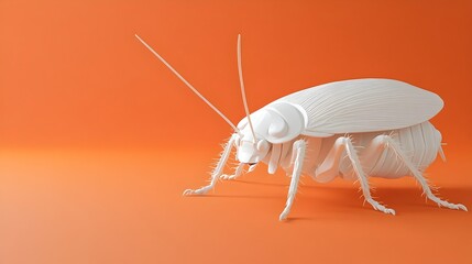 Fototapeta premium Detailed 3D Render of a White Cockroach on an Orange Background