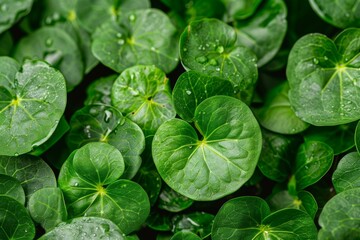 Watercress or nasturtium growing organically in the garden